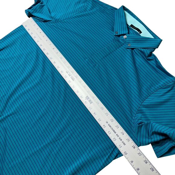 Greyson Polo Mens XXL Green Striped Performance Golf Purple Wolf Logo Collar - Picture 4 of 9